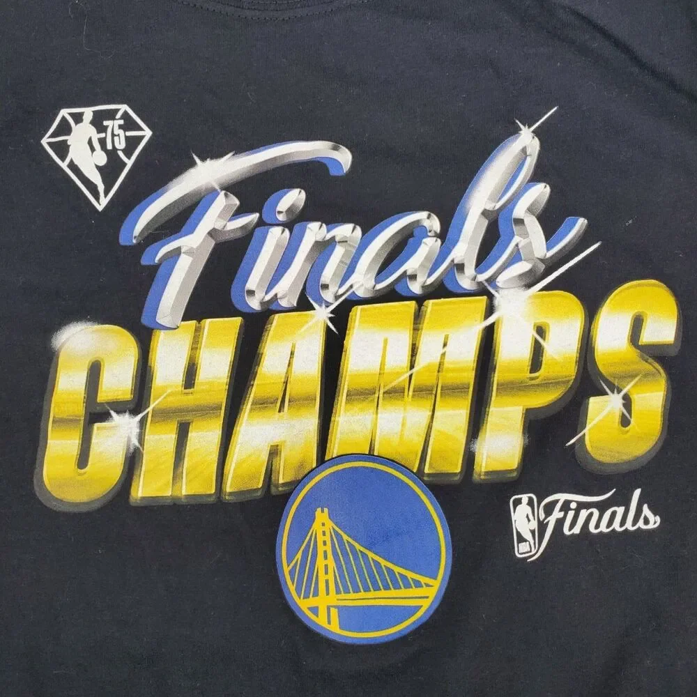 GOLDEN STATE WARRIORS Shirt Women Small Black FINALS CHAMPS 21/22 Autographs NBA